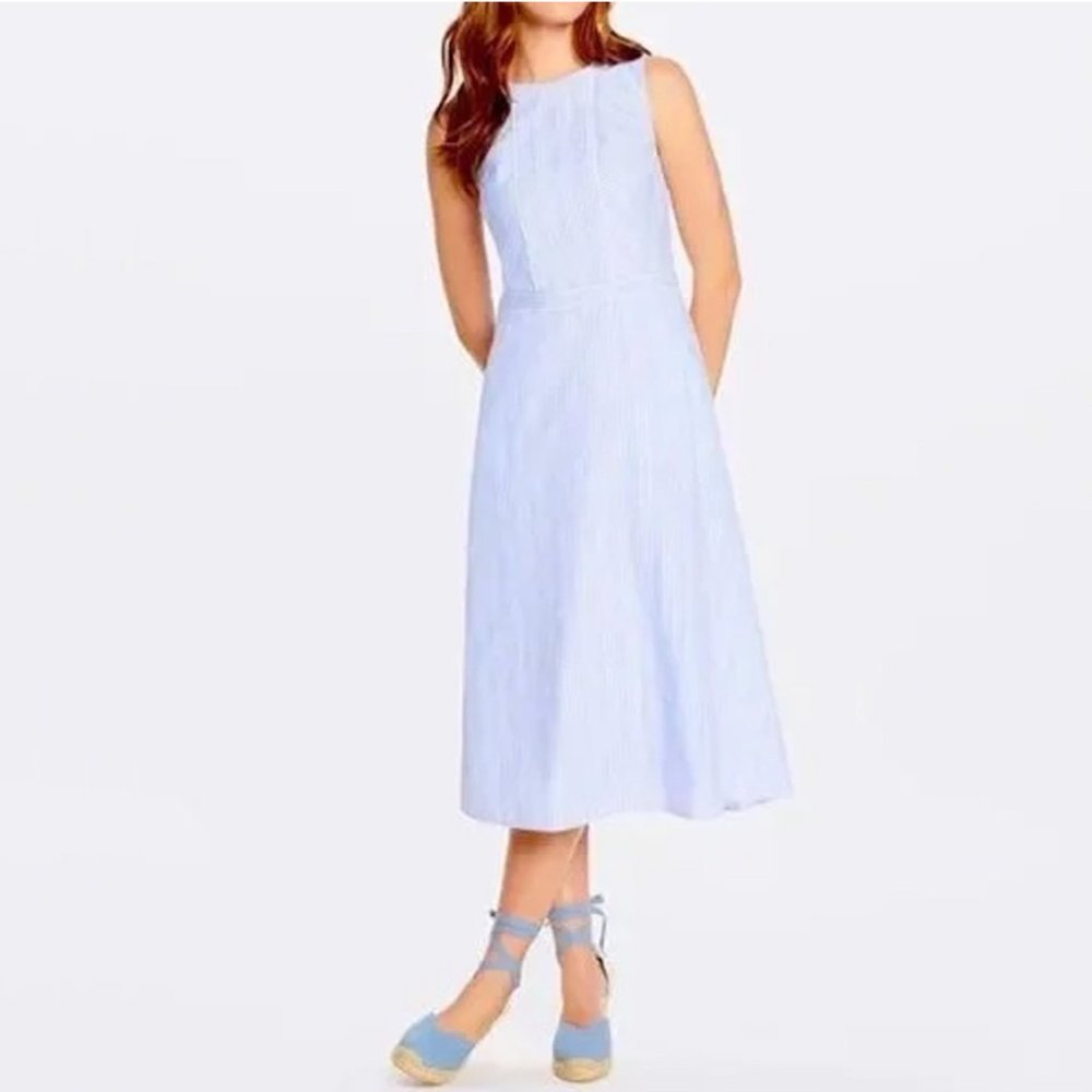 Draper James Embroidered Stripe Tiered Dress